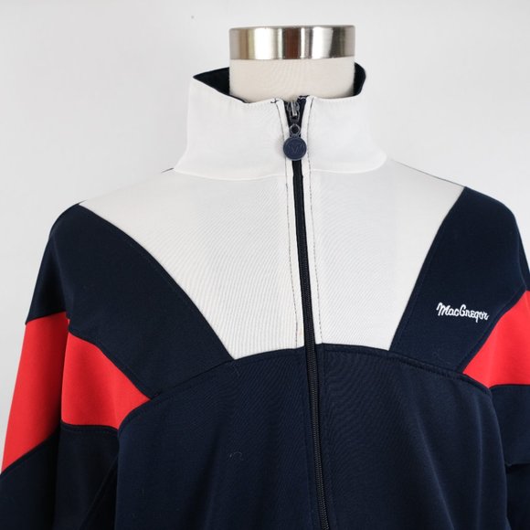 Vintage MacGregor Jacket Mens L Full Zip Track Warm Up Red White & Blue - Picture 2 of 11